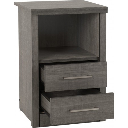 Lisbon 2 Drawer 1 Shelf Bedside Cabinet | Furnisho