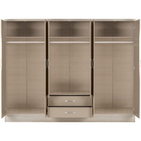 Nevada 6 Door 2 Drawers Wardrobe with Mirrors | Furnisho