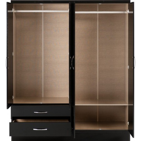 Nevada 4 Door 2 Drawer Mirrored Wardrobe | Furnisho