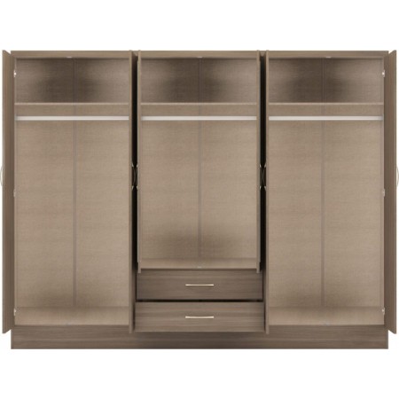 Nevada 6 Door 2 Drawers Wardrobe with Mirrors | Furnisho
