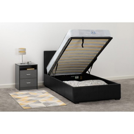Waverley Storage Bed With Black Faux Leather | Furnisho