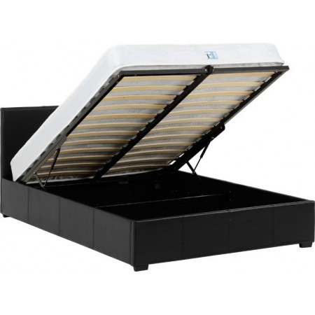 Waverley Storage Bed With Black Faux Leather | Furnisho