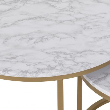 Dallas Round Coffee Table Set Marble/Gold Effect | Furnisho