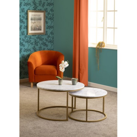 Dallas Round Coffee Table Set Marble/Gold Effect | Furnisho