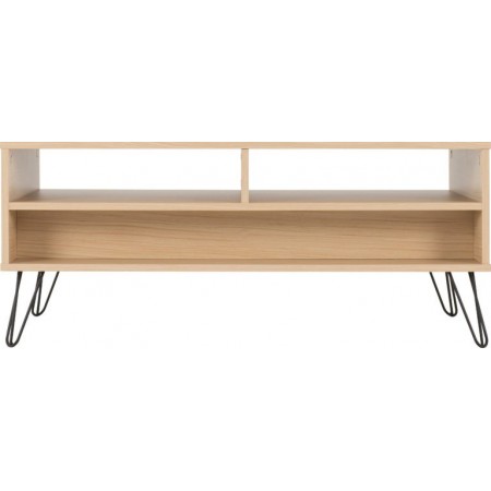 Bergen 2 Drawer Coffee Table With Oak Effect/White/Grey | Furnisho