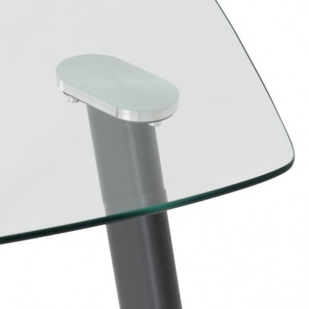 Abbey Dining Set Clear Glass/Grey/Grey Faux Leather |Furnisho