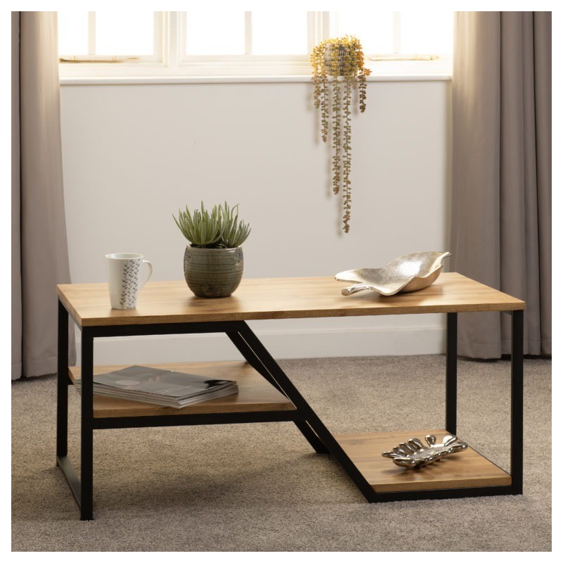 Durham Coffee Table With Light Oak Effect/Black | Furnisho