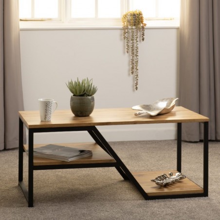 Durham Coffee Table With Light Oak Effect/Black | Furnisho