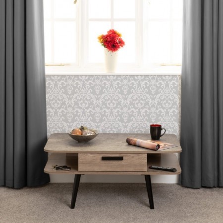 Saxton 1 Drawer Coffee Table With Mid Oak Effect/Grey | Furnisho
