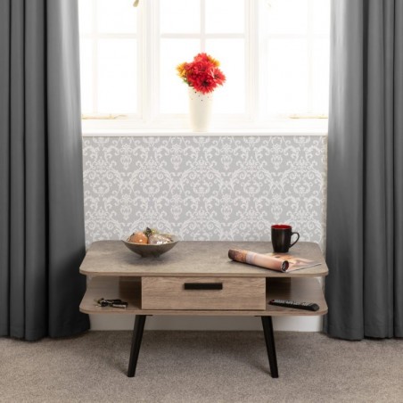 Saxton 1 Drawer Coffee Table With Mid Oak Effect/Grey | Furnisho