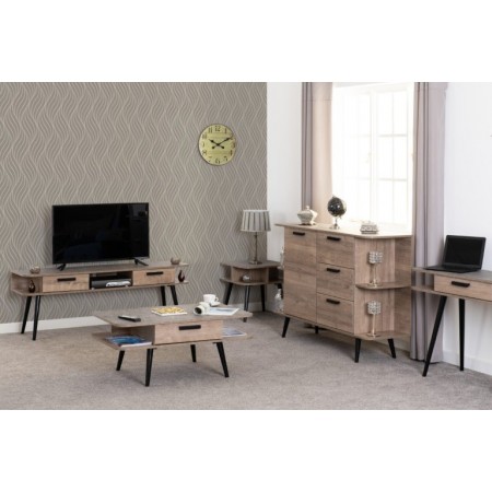 Saxton 1 Drawer Coffee Table With Mid Oak Effect/Grey | Furnisho