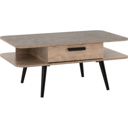 Saxton 1 Drawer Coffee Table With Mid Oak Effect/Grey | Furnisho