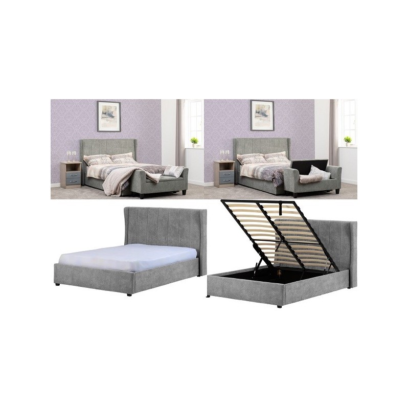 Amelia Storage Bed With Fabric Dark Grey | Furnisho