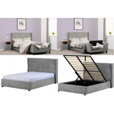 Amelia Storage Bed With Fabric Dark Grey | Furnisho