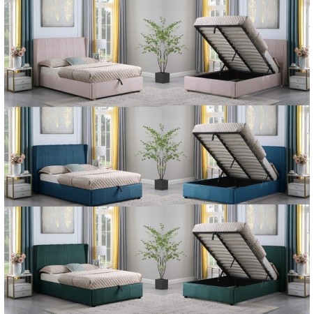Amelia Storage Bed With Velvet Fabric | Furnisho