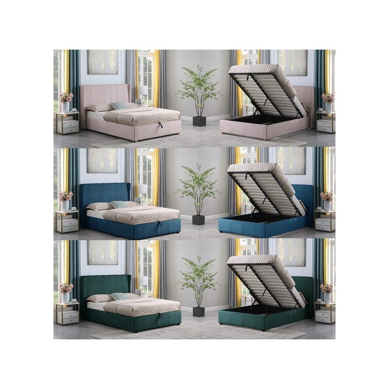 Amelia Storage Bed With Velvet Fabric | Furnisho