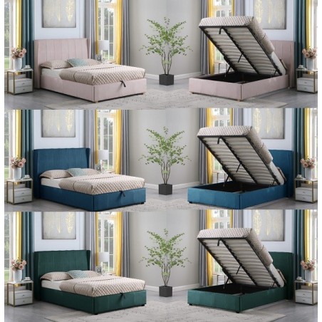 Amelia Storage Bed With Velvet Fabric | Furnisho