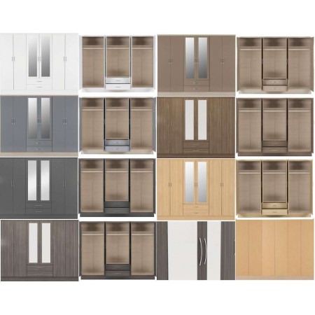 Nevada 6 Door 2 Drawers Wardrobe with Mirrors | Furnisho