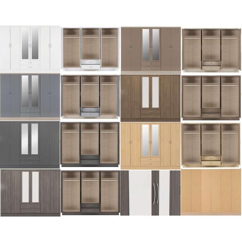 Nevada 6 Door 2 Drawers Wardrobe with Mirrors | Furnisho