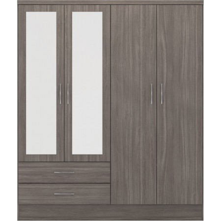 Nevada 4 Door 2 Drawer Mirrored Wardrobe | Furnisho