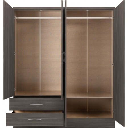 Nevada 4 Door 2 Drawer Mirrored Wardrobe | Furnisho