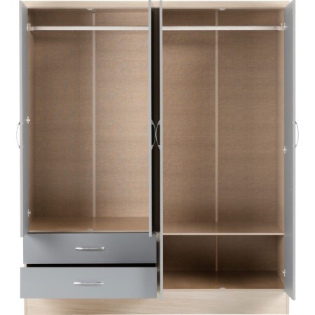 Nevada 4 Door 2 Drawer Mirrored Wardrobe | Furnisho