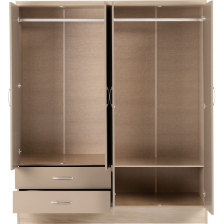 Nevada 4 Door 2 Drawer Mirrored Wardrobe | Furnisho
