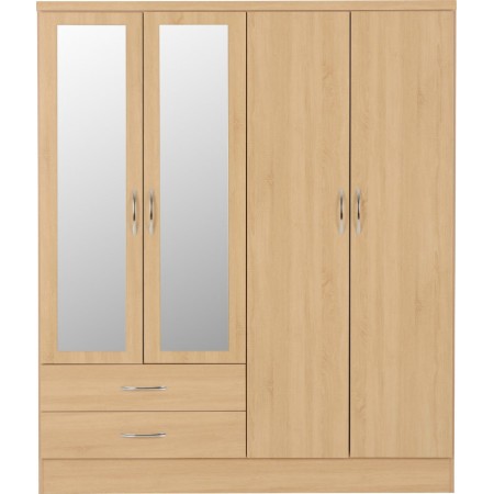 Nevada 4 Door 2 Drawer Mirrored Wardrobe | Furnisho