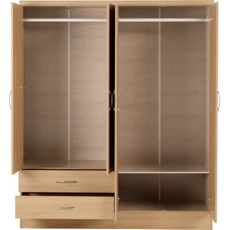 Nevada 4 Door 2 Drawer Mirrored Wardrobe | Furnisho