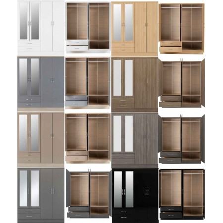 Nevada 4 Door 2 Drawer Mirrored Wardrobe | Furnisho