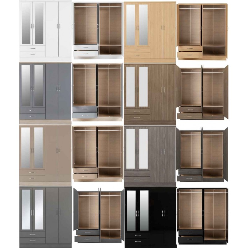 Nevada 4 Door 2 Drawer Mirrored Wardrobe | Furnisho