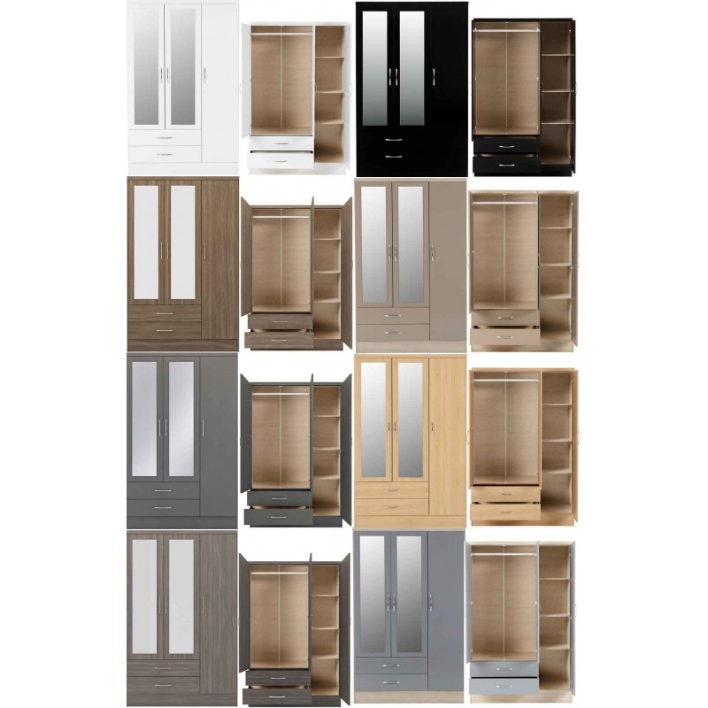 Nevada 3 Door 2 Drawer Mirrored Wardrobe | Furnisho