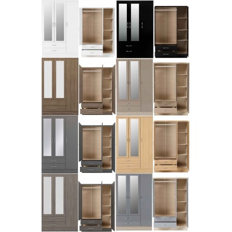 Nevada 3 Door 2 Drawer Mirrored Wardrobe | Furnisho