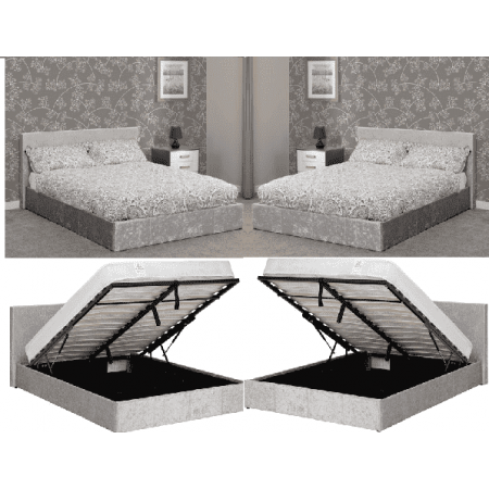 Waverley 4'6" Storage Bed With Grey Crushed Velvet | Furnisho