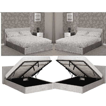 Waverley 4'6" Storage Bed With Grey Crushed Velvet | Furnisho