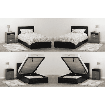 Waverley Storage Bed With Black Faux Leather | Furnisho