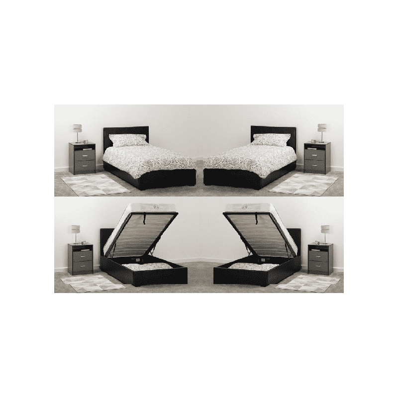 Waverley Storage Bed With Black Faux Leather | Furnisho