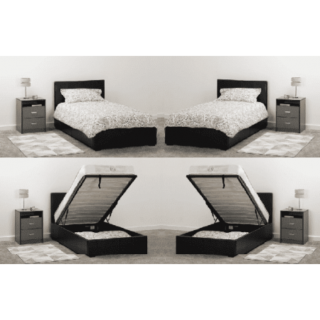 Waverley Storage Bed With Black Faux Leather | Furnisho