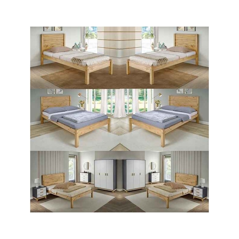 Barton Wooden Bed Frame Waxed Pine | Furnisho