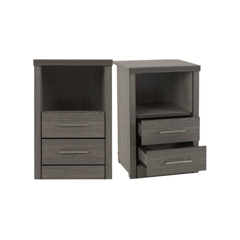 Lisbon 2 Drawer 1 Shelf Bedside Cabinet | Furnisho