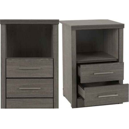 Lisbon 2 Drawer 1 Shelf Bedside Cabinet | Furnisho