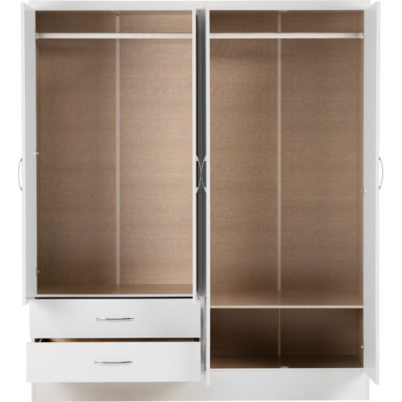 Nevada 4 Door 2 Drawer Mirrored Wardrobe | Furnisho