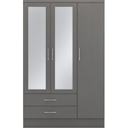 Nevada 3 Door 2 Drawer Mirrored Wardrobe | Furnisho