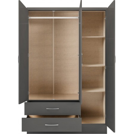 Nevada 3 Door 2 Drawer Mirrored Wardrobe | Furnisho