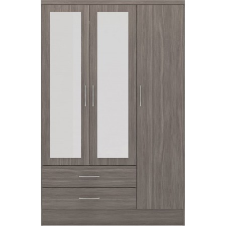 Nevada 3 Door 2 Drawer Mirrored Wardrobe | Furnisho