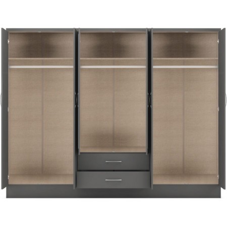 Nevada 6 Door 2 Drawers Wardrobe with Mirrors | Furnisho