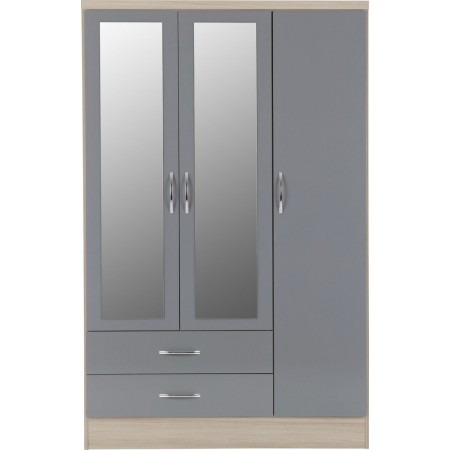 Nevada 3 Door 2 Drawer Mirrored Wardrobe | Furnisho