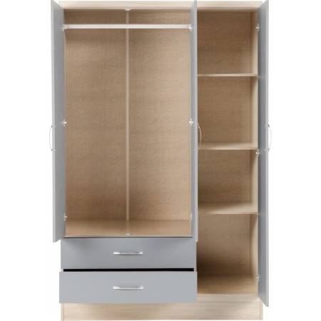 Nevada 3 Door 2 Drawer Mirrored Wardrobe | Furnisho