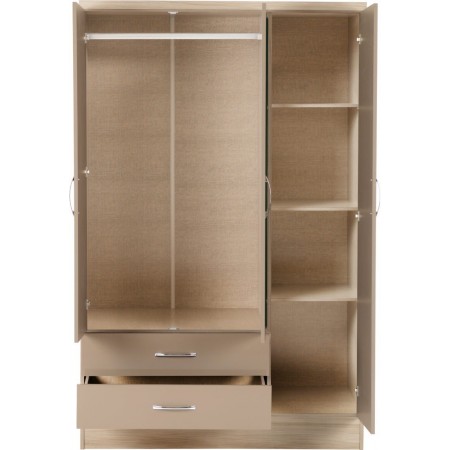 Nevada 3 Door 2 Drawer Mirrored Wardrobe | Furnisho