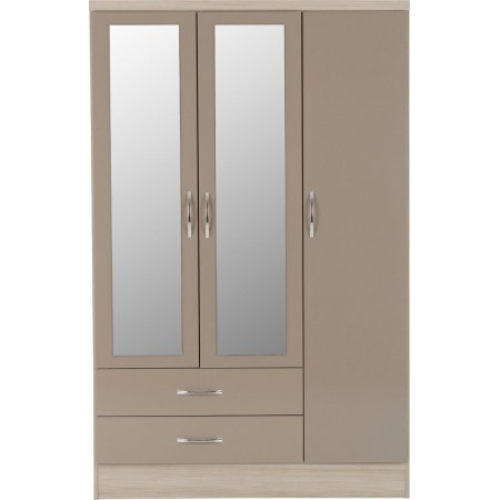 Nevada 3 Door 2 Drawer Mirrored Wardrobe | Furnisho